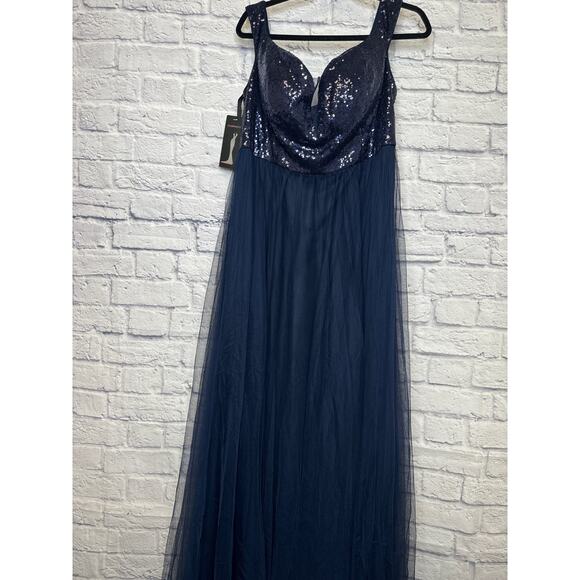 Ever Pretty Navy Sequin & Net Full Length Sleeveless Formal Gown Size 20 - Picture 2 of 5